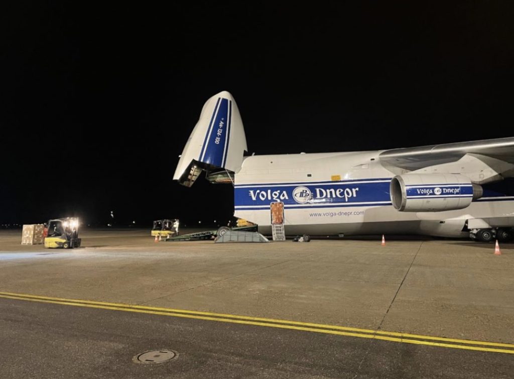 Her er en af de seks Antonov AN-124 ankomster arrangeret SPEDMAN GLOBAL LOGISTICS A/S. Foto: Billund Lufthavn